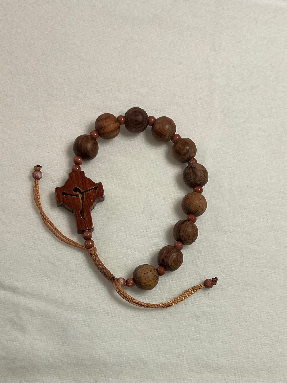 Wooden Adjustable Cross Bracelet